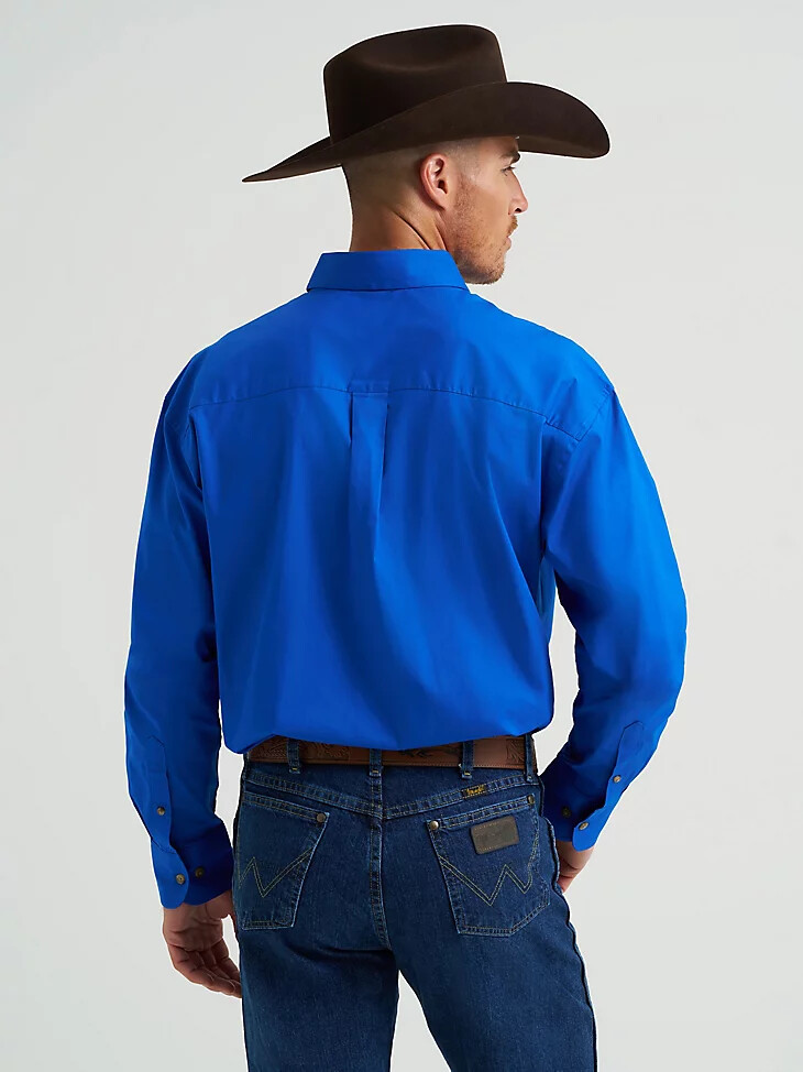 george strait wrangler national patriot herrenhemd mit knopfleiste einfarbig königsblau