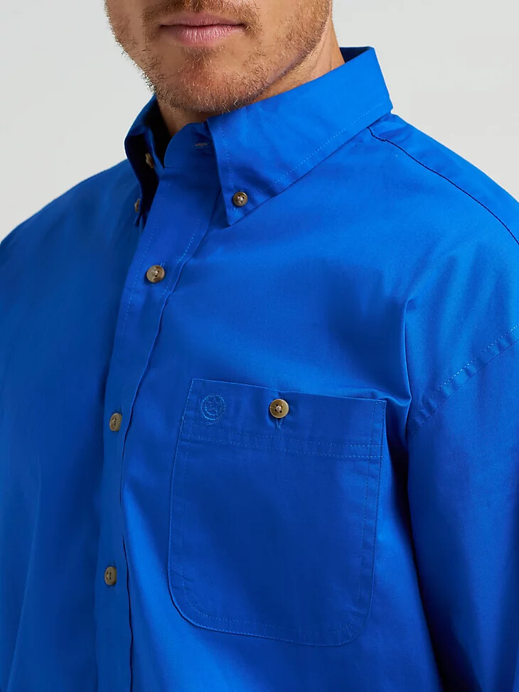 george strait wrangler national patriot herrenhemd mit knopfleiste einfarbig königsblau