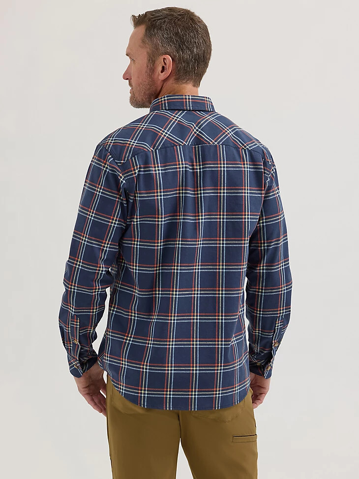 wrangler riggs workwear langarm-arbeitshemd „forman mit karomuster blau-kariert