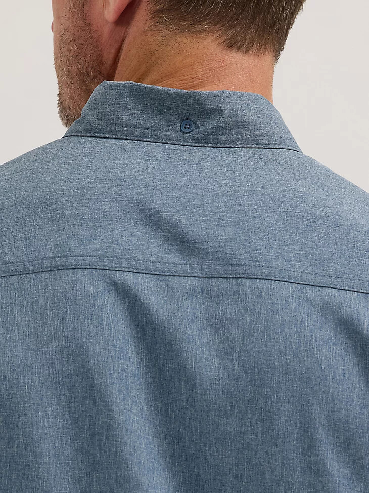 wrangler riggs workwear langarm-arbeitshemd mit belüftung einfarbig farbe blue nights heather