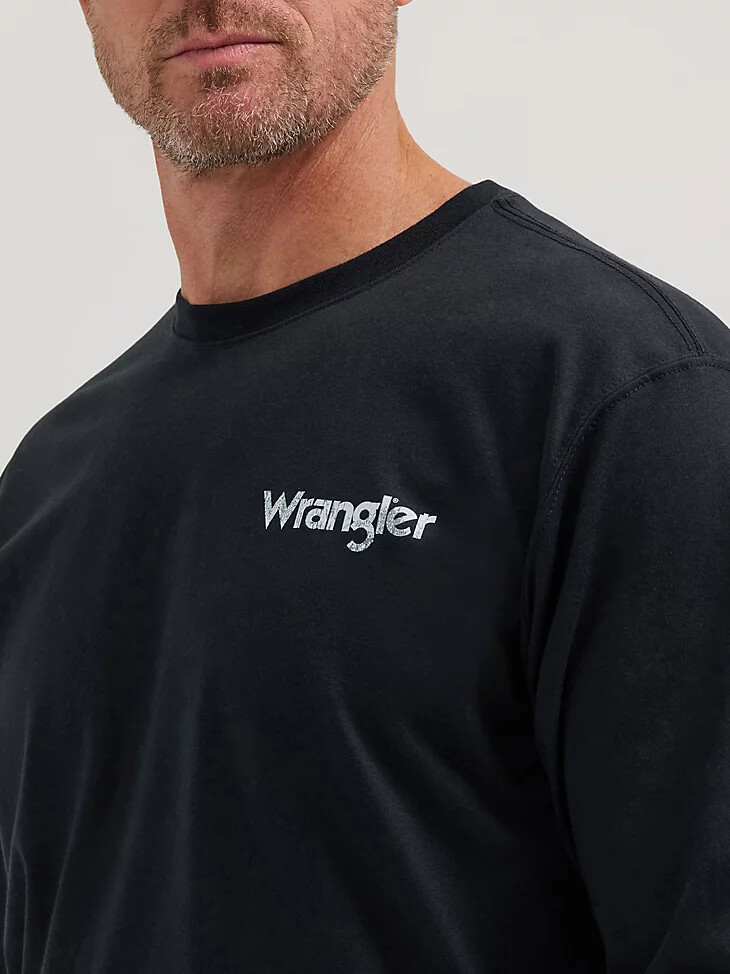 wrangler fr flammhemmendes langarm-t-shirt mit rückenaufdruck schwarz