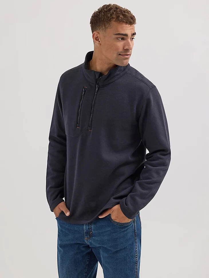 wrangler fr flammhemmender viertelreißverschluss-pullover jet black