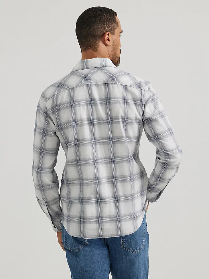herren cowboy wash karohemd perlblau