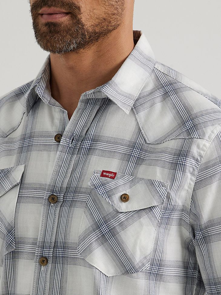 herren cowboy wash karohemd perlblau