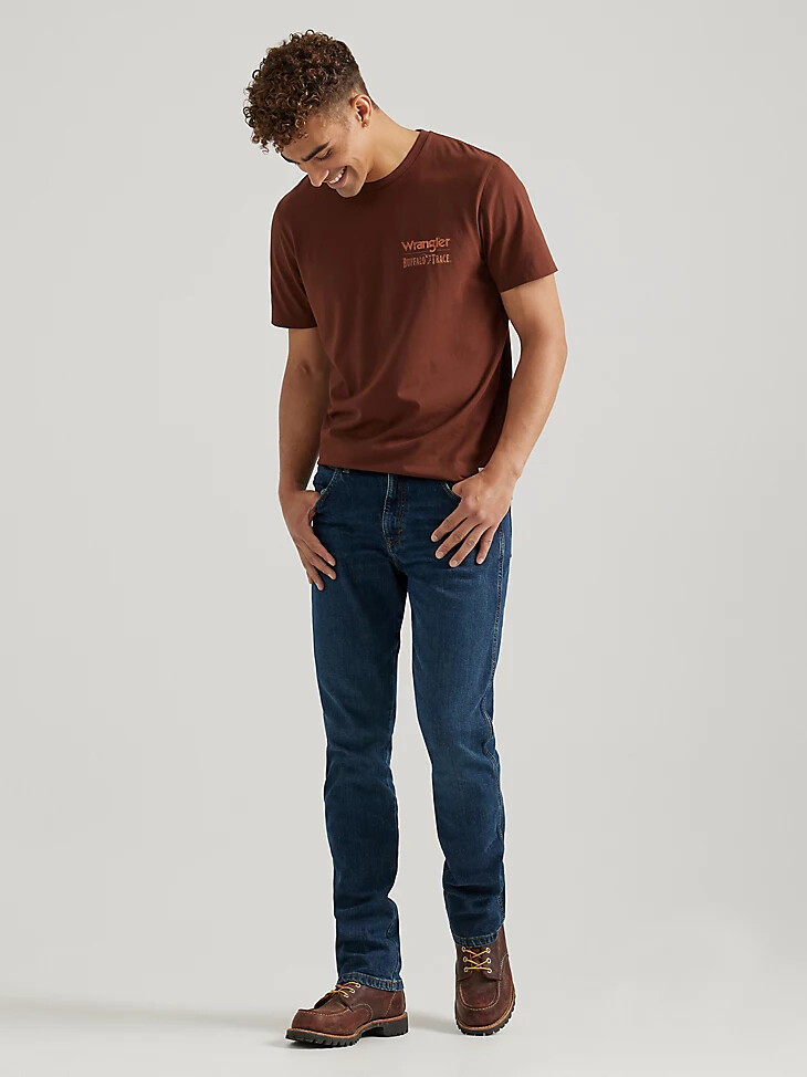 wrangler x buffalo trace herren-t-shirt „oak aged in braun mit narbung