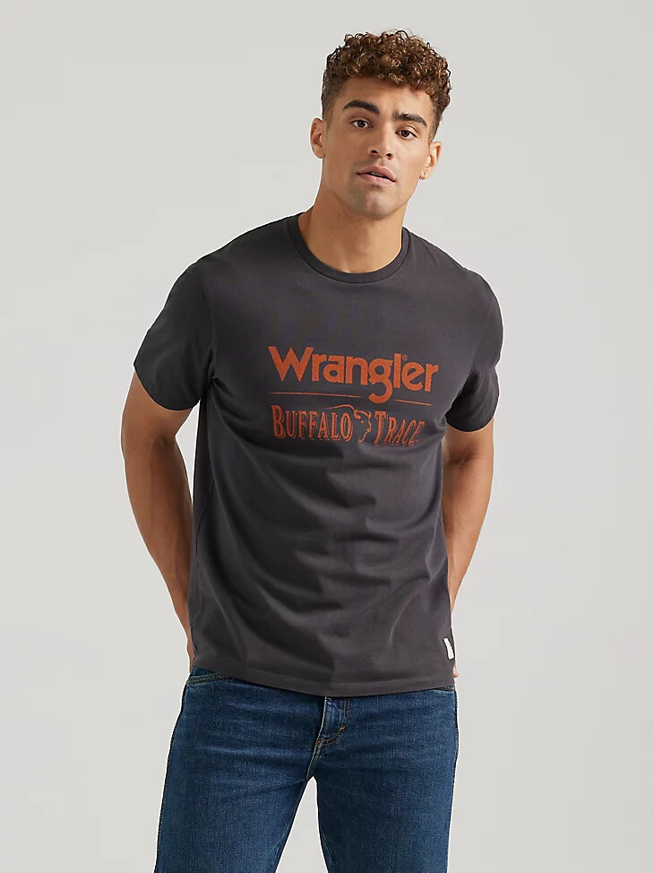 wrangler x buffalo trace herren-logo-t-shirt dunkelgrau