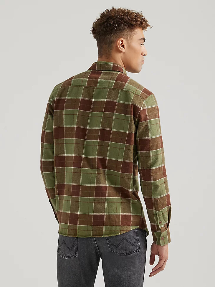 wrangler x buffalo trace herren-flanellhemd kentucky green