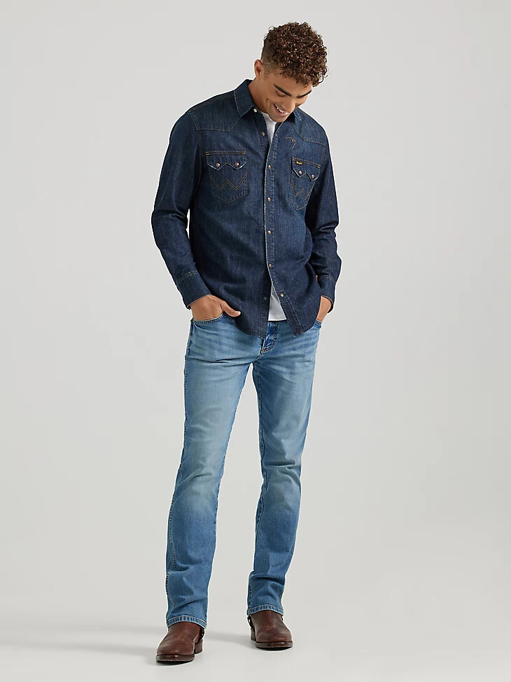 wrangler x buffalo trace herrenhemd revival oak indigo