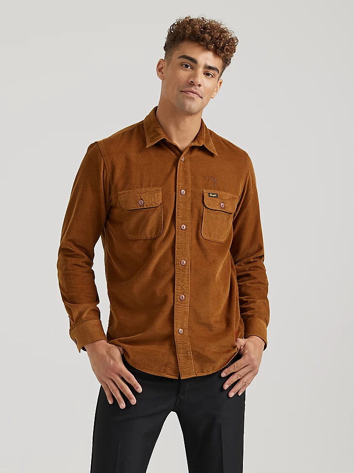 wrangler x buffalo trace herren-cordhemd im old-fashioned-stil