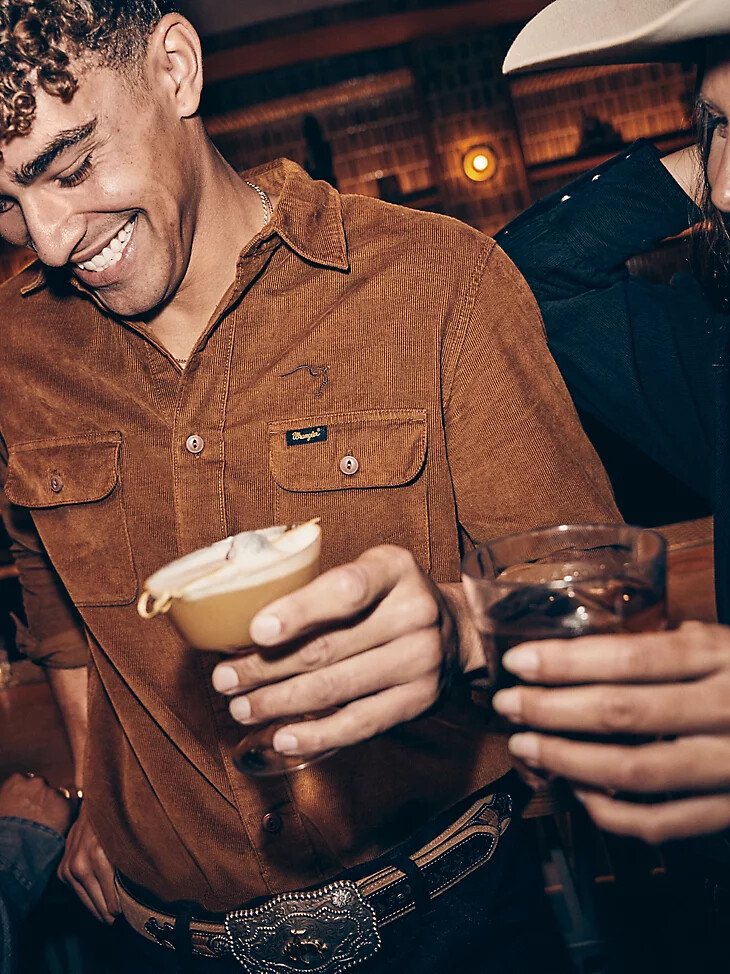 wrangler x buffalo trace herren-cordhemd im old-fashioned-stil