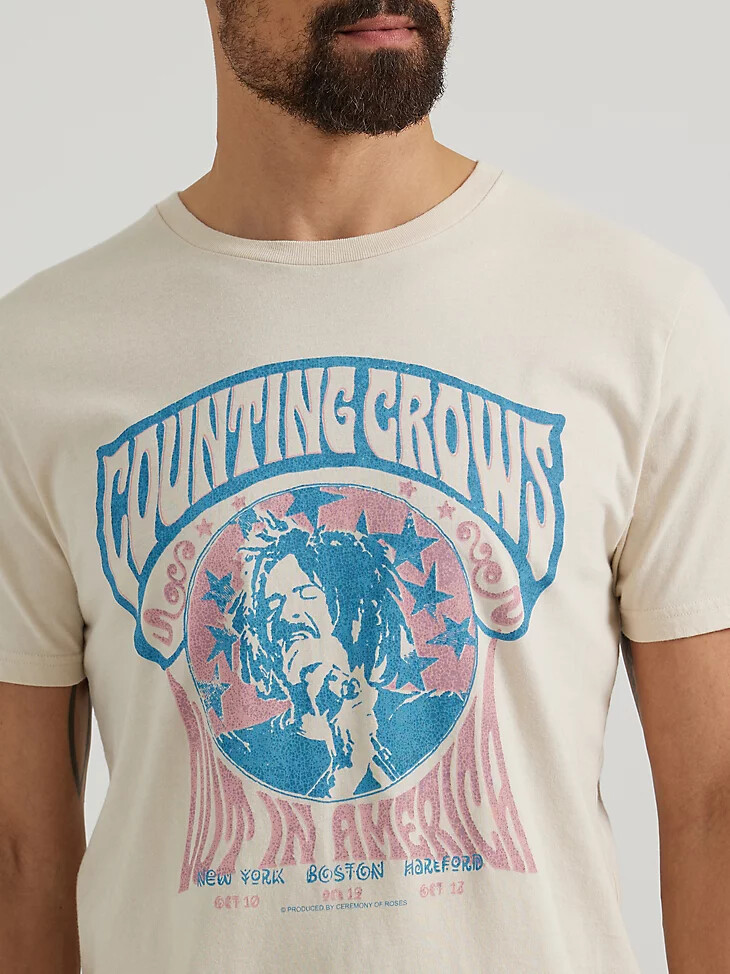 herren-t-shirt mit counting crows-grafik in haferflockenfarbe