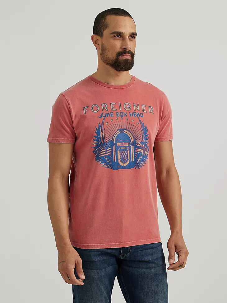 foreigner konzert-t-shirt für herren mineralrot