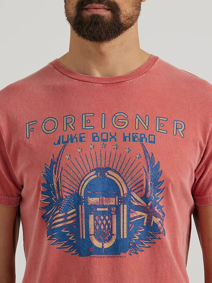 foreigner konzert-t-shirt für herren mineralrot