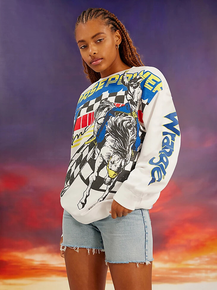 wrangler x hot wheels herren-pullover mit rundhalsausschnitt strahlend weiß