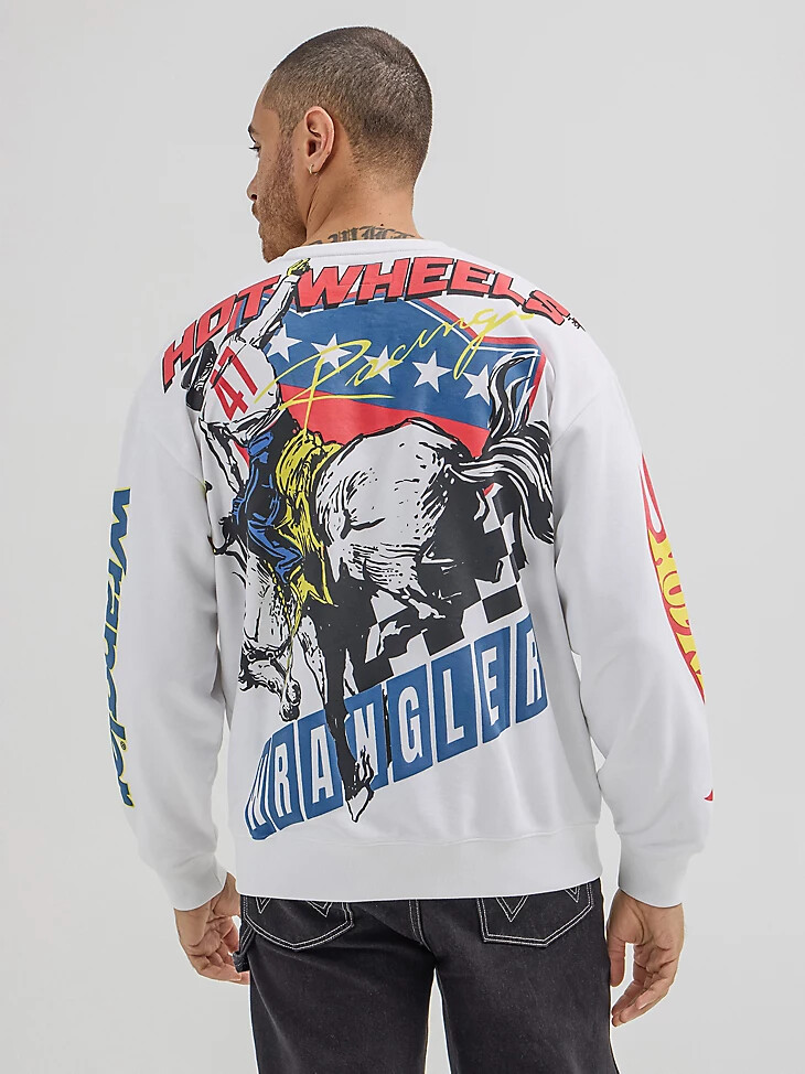 wrangler x hot wheels herren-pullover mit rundhalsausschnitt strahlend weiß