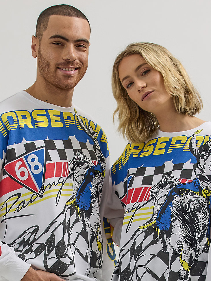 wrangler x hot wheels herren-pullover mit rundhalsausschnitt strahlend weiß