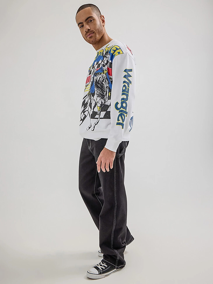 wrangler x hot wheels herren-pullover mit rundhalsausschnitt strahlend weiß
