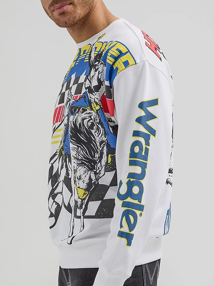 wrangler x hot wheels herren-pullover mit rundhalsausschnitt strahlend weiß