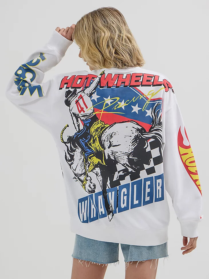 wrangler x hot wheels herren-pullover mit rundhalsausschnitt strahlend weiß