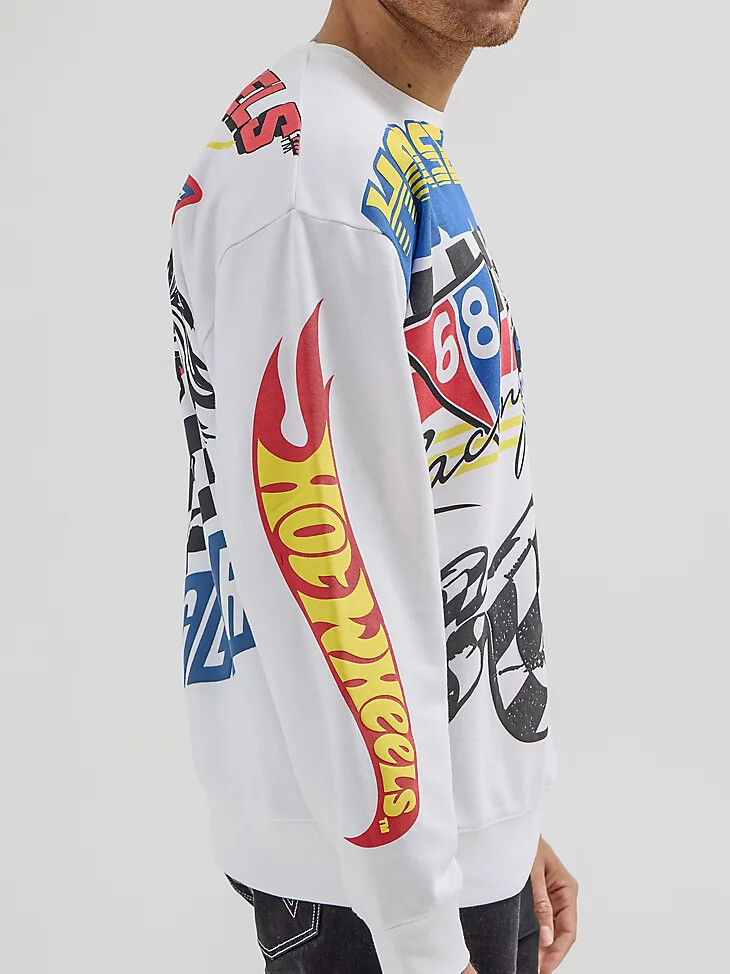 wrangler x hot wheels herren-pullover mit rundhalsausschnitt strahlend weiß