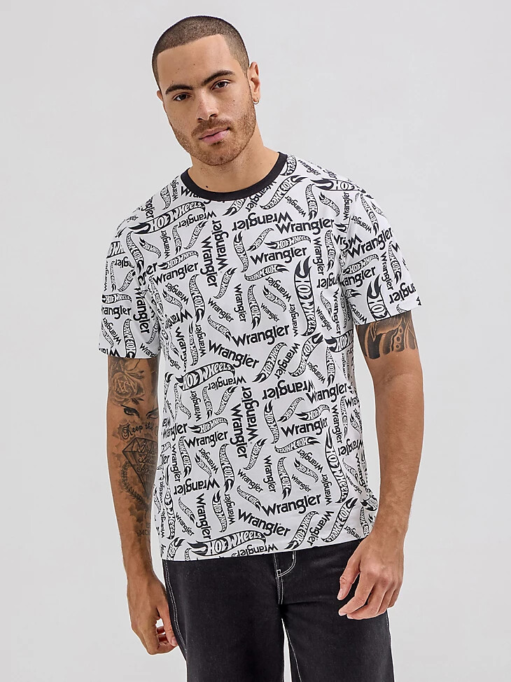wrangler x hot wheels herren-t-shirt mit logo strahlend weiß