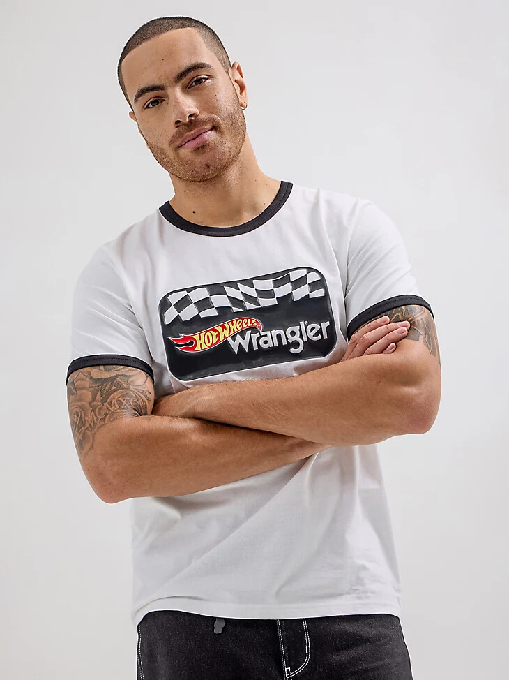 wrangler x hot wheels herren-t-shirt mit logo hellweiß