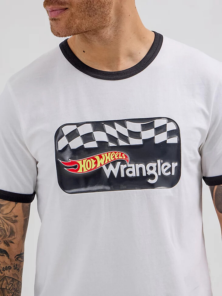 wrangler x hot wheels herren-t-shirt mit logo hellweiß