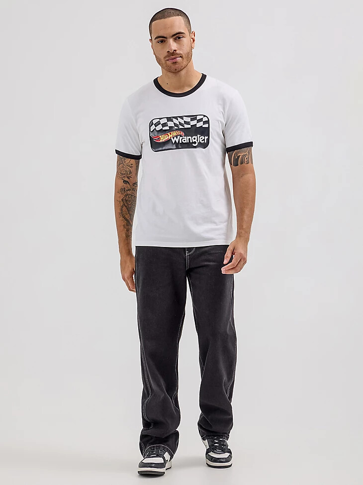 wrangler x hot wheels herren-t-shirt mit logo hellweiß