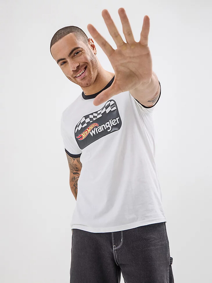 wrangler x hot wheels herren-t-shirt mit logo hellweiß