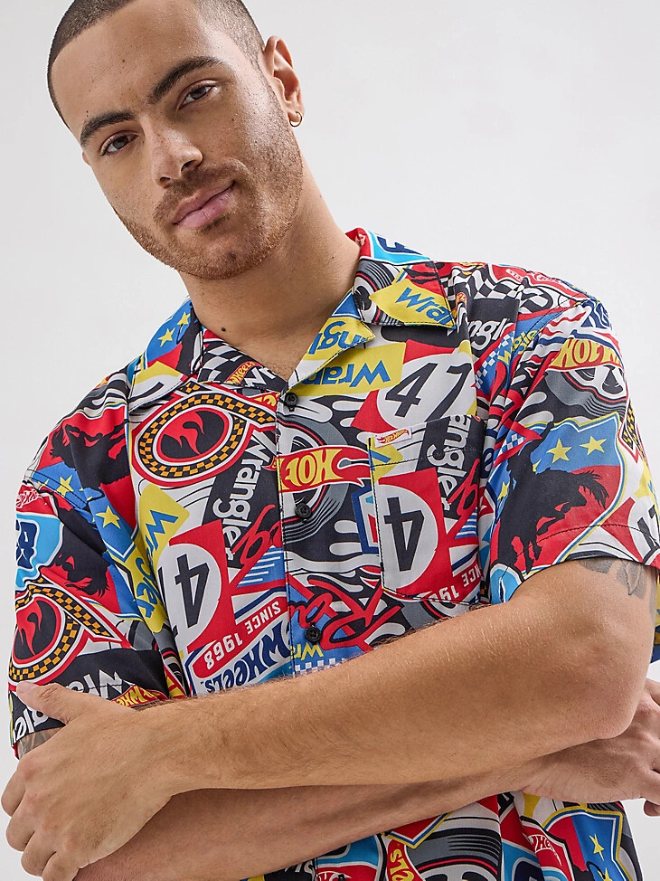 wrangler x hot wheels herren-souvenir-shirt mehrfarbig