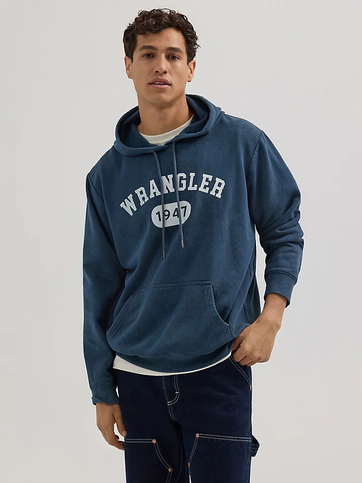 herren-hoodie mit logo lockerer passform mitternachtsblau