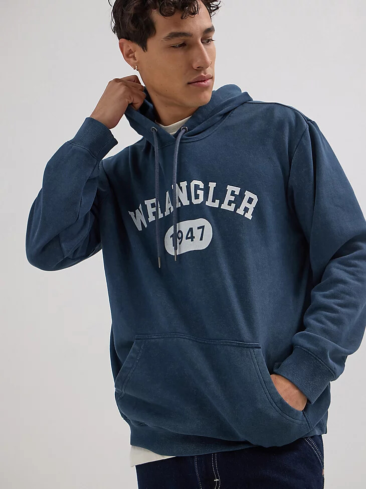 herren-hoodie mit logo lockerer passform mitternachtsblau
