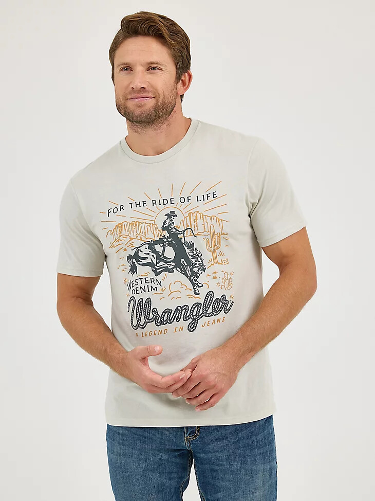 herren t-shirt mit bucking horse grafik offwhite