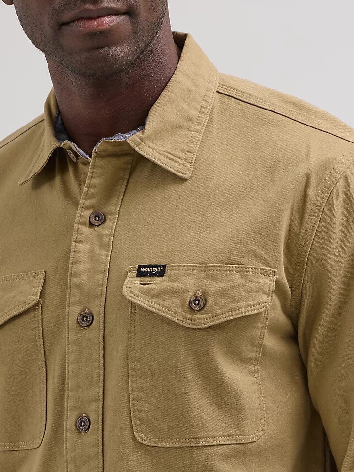wrangler epic soft stretch-twill-hemd für herren kelp