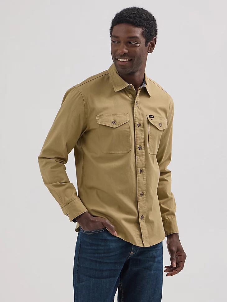 wrangler epic soft stretch-twill-hemd für herren kelp
