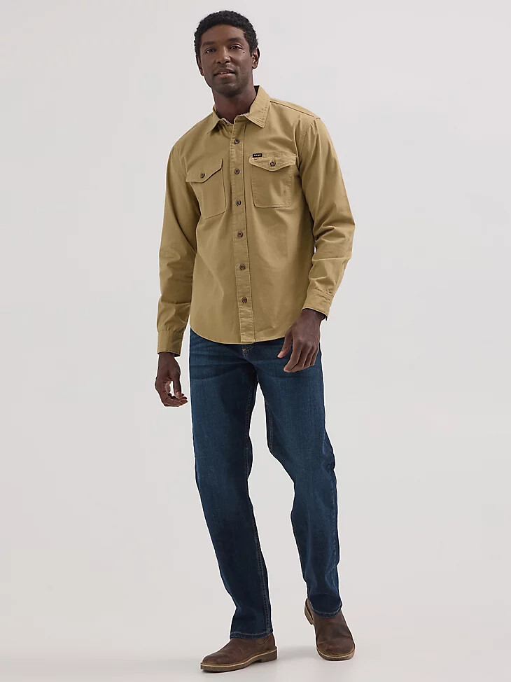 wrangler epic soft stretch-twill-hemd für herren kelp