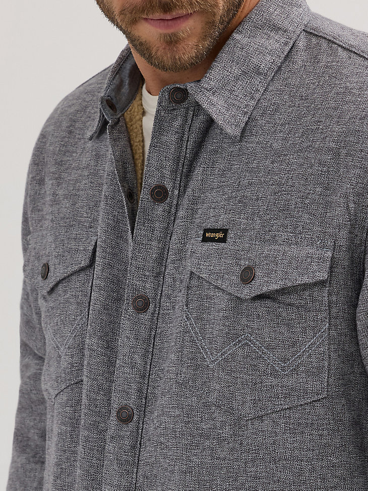 herren-hemdjacke mit sherpa-futter meliert obsidian