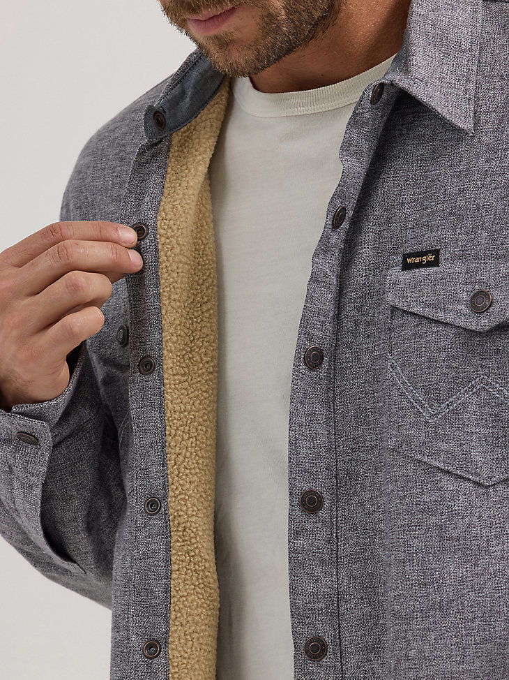 herren-hemdjacke mit sherpa-futter meliert obsidian