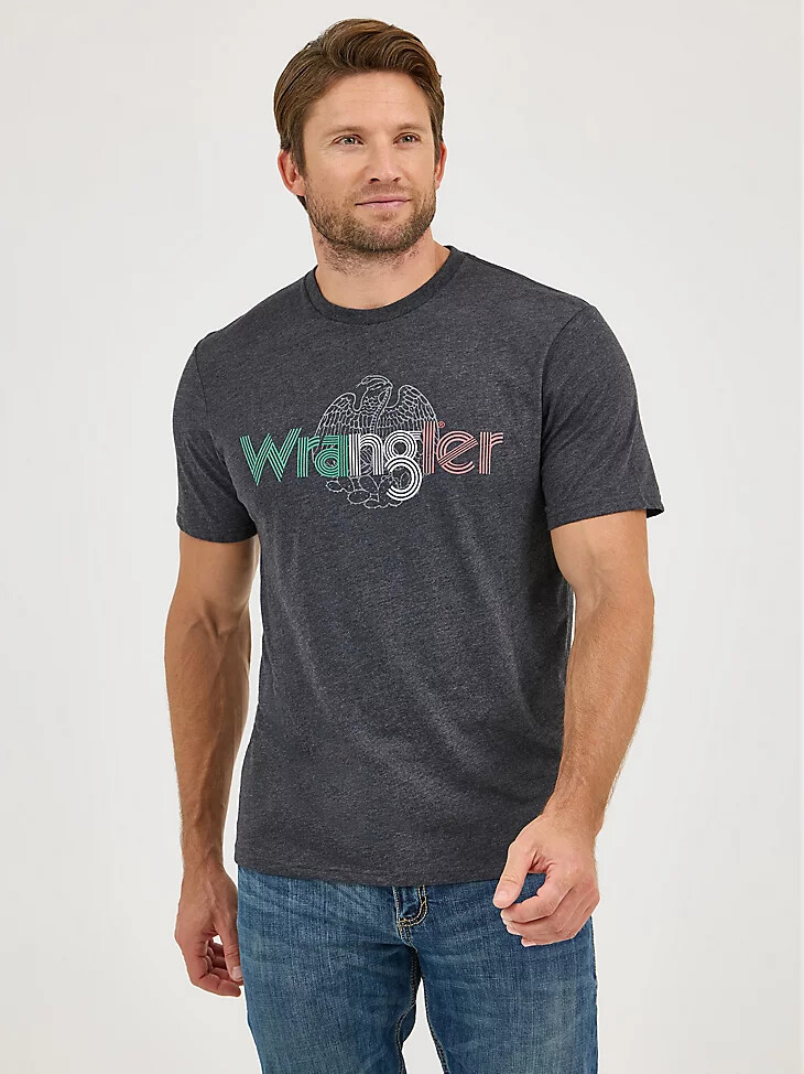 wrangler mexiko flaggen-logo t-shirt caviar heather