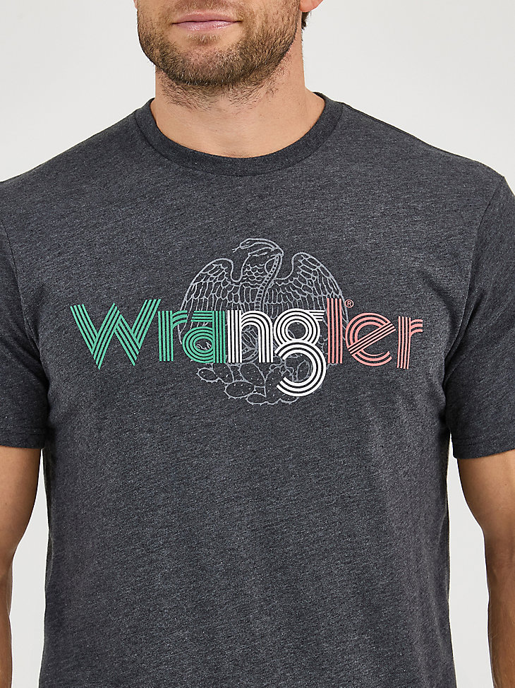 wrangler mexiko flaggen-logo t-shirt caviar heather