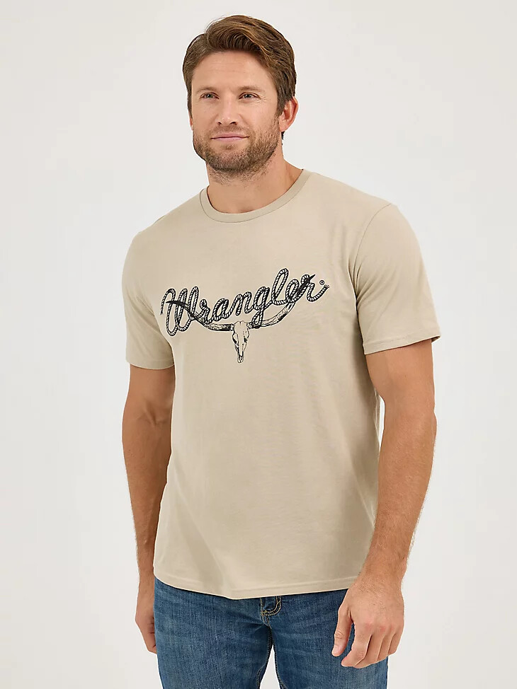wrangler longhorn grafik-t-shirt und trenchcoat für herren