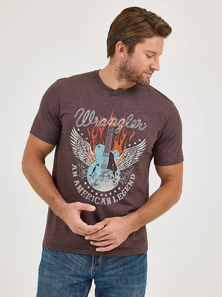 wrangler nostalgia band t-shirt für herren schwarz-kaffee-melange