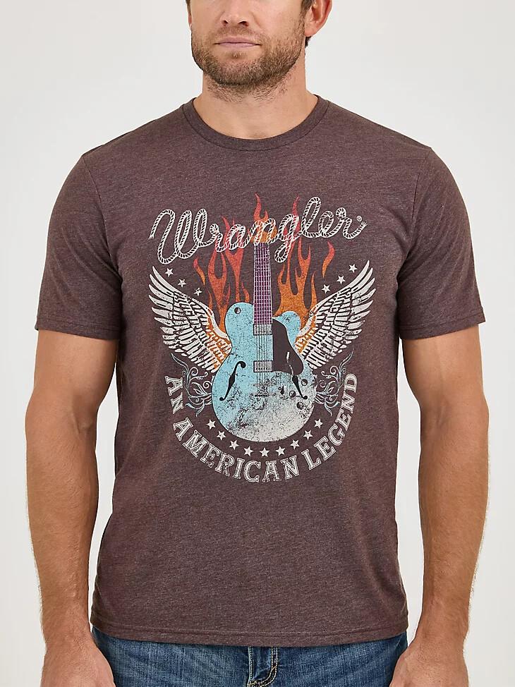 wrangler nostalgia band t-shirt für herren schwarz-kaffee-melange