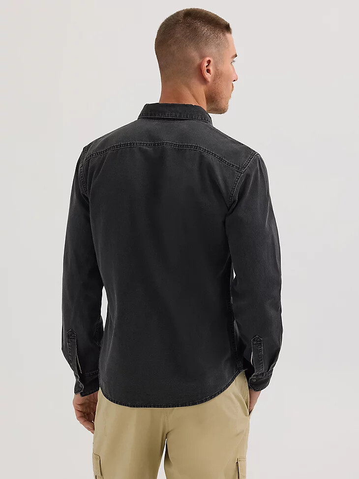 schwarzes slim-fit-jeanshemd mit druckknöpfen für herren
