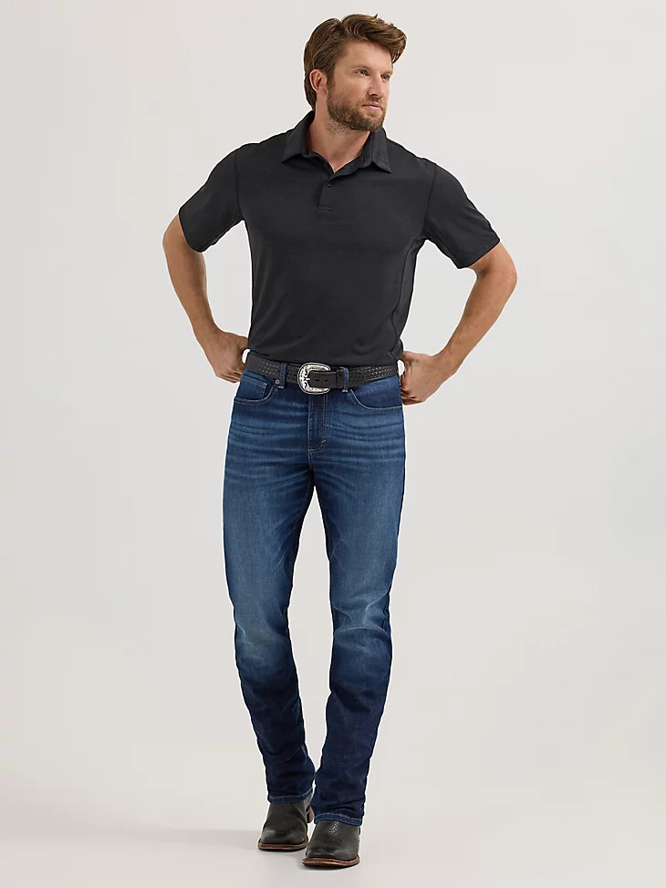 wrangler performance polo für herren schwarz