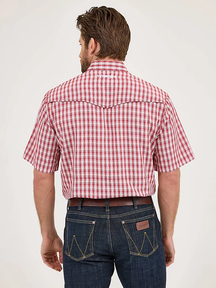 wrangler performance snap kurzarmhemd für herren kariert picknickrot