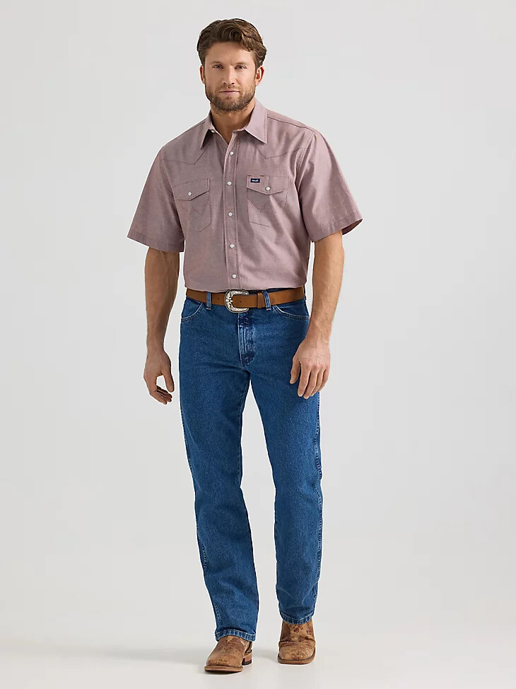 cowboy cut kurzarm-arbeitshemd im klassischen westernstil braun