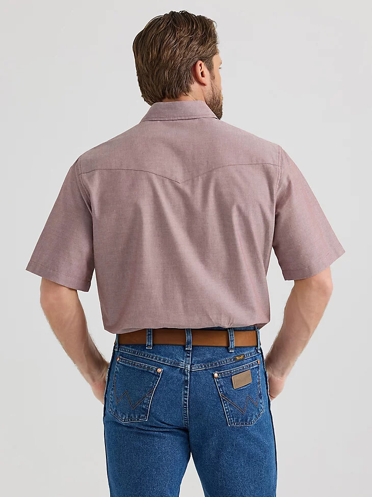 cowboy cut kurzarm-arbeitshemd im klassischen westernstil braun