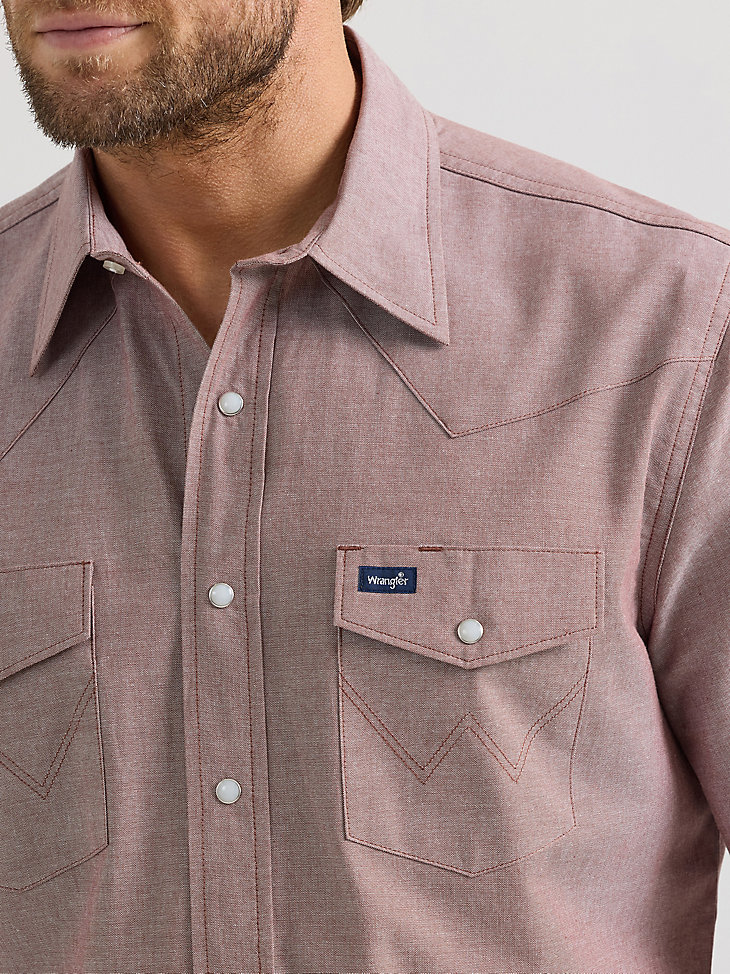 cowboy cut kurzarm-arbeitshemd im klassischen westernstil braun