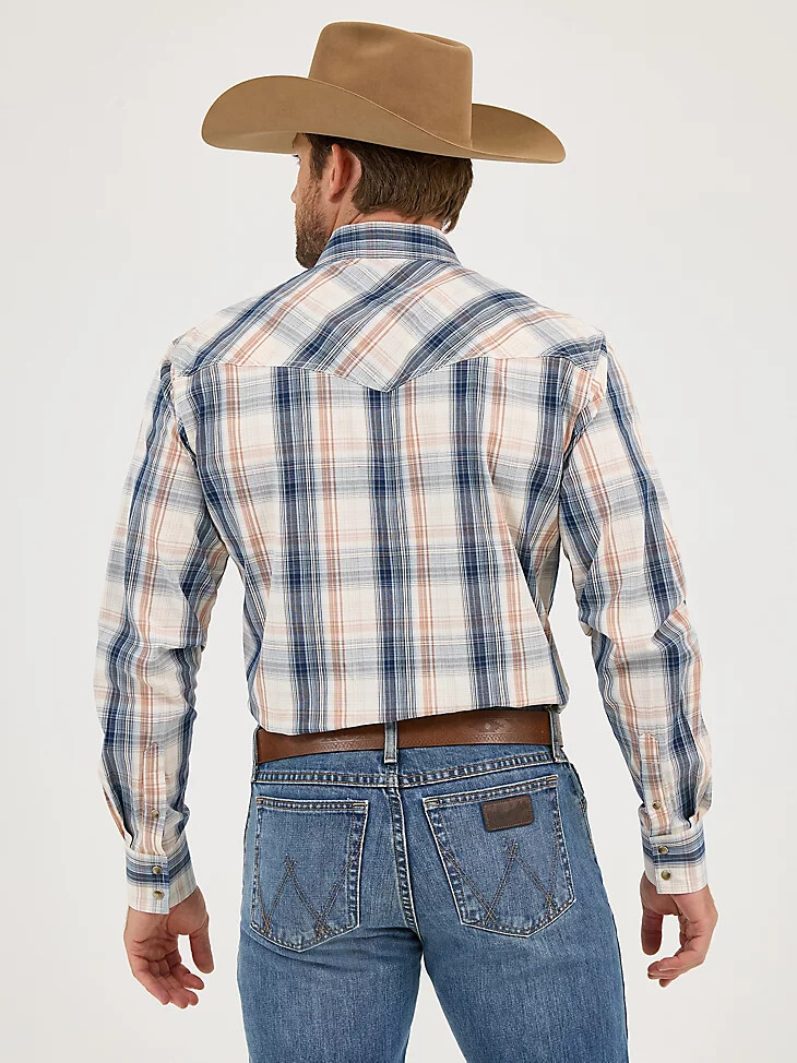 herren 20x competition advanced comfort langarmhemd mit zwei taschen western-druckknöpfen und shore-karo-muster.